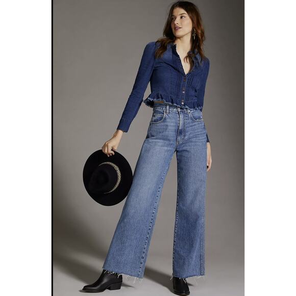 NEW Anthropologie Pilcro Slim Denim Button Down Top - Size 4 - Picture 3 of 10